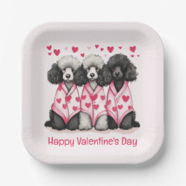 Happy Valentines Day Standard Poodle Hunde Pappteller