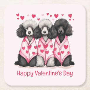 Happy Valentines Day Standard Poodle Hunde Rechteckiger Pappuntersetzer