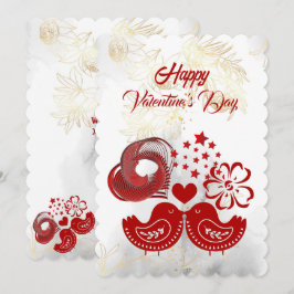 Happy Valentines Day Sweeping Heart Love Bird Card Einladung