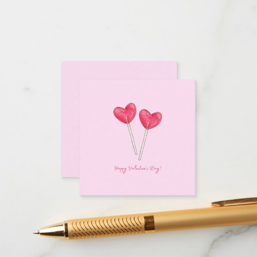 Happy valentine's day Sweet candy Herz Lollipop Begleitkarte (Vorderseite/Rückseite Beispiel)