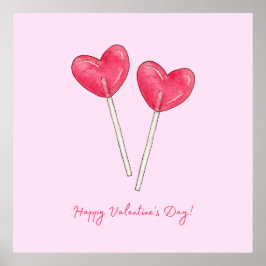 Happy valentine's day Sweet candy Herz Lollipop Poster