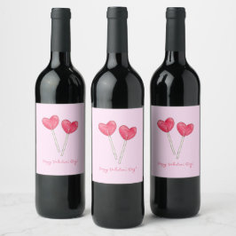 Happy valentine's day Sweet candy Herz Lollipop Weinetikett