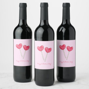 Happy valentine's day Sweet candy Herz Lollipop Weinetikett