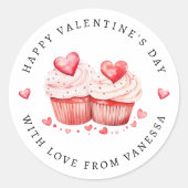 Happy Valentine's Day Sweet Cupcakes Aufkleber (Vorderseite)