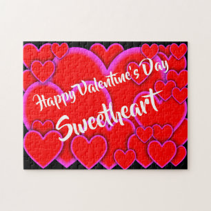 Happy Valentines Day Sweetheart Romantische Herzen Puzzle