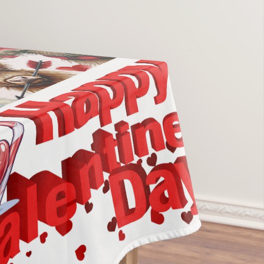 Happy Valentine's Day Tablecloth Kühe Rotes Herz Tischdecke (Beispiel)
