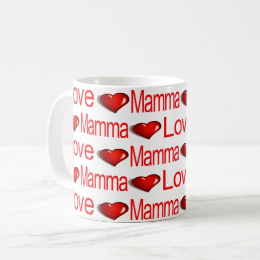 Happy Valentine's Day Tasse Liebe Mama Rote Herzen (Vorderseite Links)