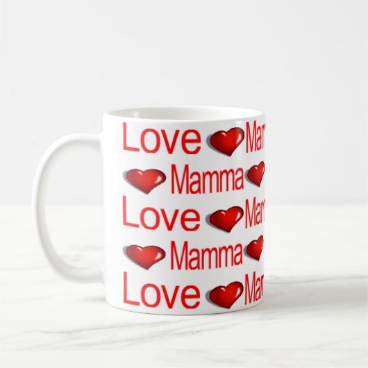 Happy Valentine's Day Tasse Liebe Mama Rote Herzen (Links)