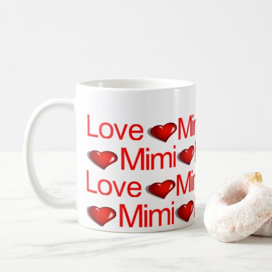 Happy Valentine's Day Tasse Liebe Mimi Rote Herzen (Mit Donut)