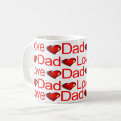 Happy Valentine's Day Tasse Liebe Vater Rote Herze (Vorderseite Links)