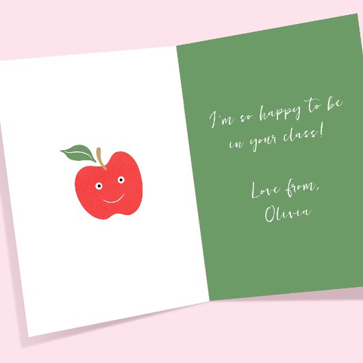 Happy Valentine's Day Teacher Herz Apple geklappt Karte