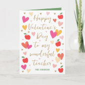 Happy Valentine's Day Teacher Herz Apple geklappt Karte (Vorderseite)