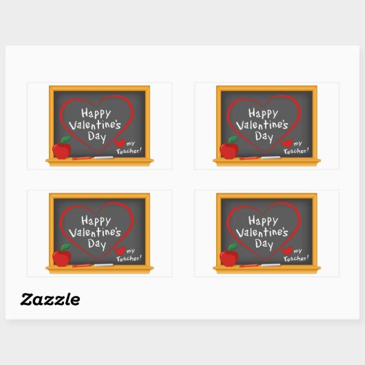 Happy Valentine's Day Teacher Rechteckiger Aufkleber (Blatt)