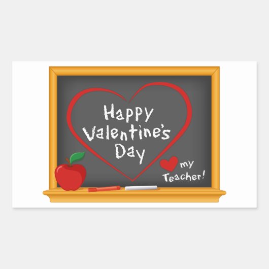 Happy Valentine's Day Teacher Rechteckiger Aufkleber (Vorderseite)