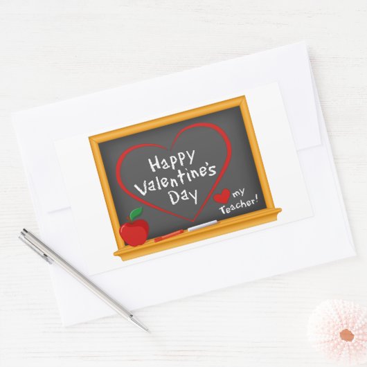Happy Valentine's Day Teacher Rechteckiger Aufkleber (Umschlag)