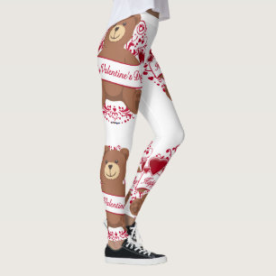 Happy Valentines Day Teddy Bär mit rotem Herzen Leggings