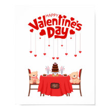 Happy Valentine's Day Teddy Bären Design Wanddekor
