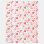 Happy Valentine's Day Teddy Bären Muster auf Pink Fleecedecke (Vorderseite)