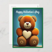 Happy Valentine's Day Teddy Bear Feiertagspostkarte (Vorne/Hinten)