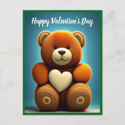 Happy Valentine's Day Teddy Bear Feiertagspostkarte (Vorderseite)