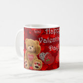 Happy Valentine's Day Teddy Bear Heart Cute Kaffeetasse (Vorderseite Links)