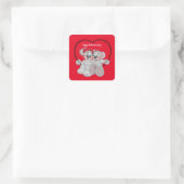 Happy Valentine's Day Teddy Bears Square Sticker (Tasche)