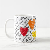 Happy Valentines Day Text Farbige Herz-Liebe Kaffeetasse (Links)
