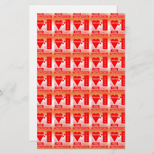 Happy Valentine's Day Text Forever Love Hearts Red Briefpapier (Vorne/Hinten)