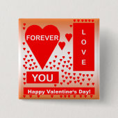 Happy Valentine's Day Text Forever Love Hearts Red Button (Vorderseite)