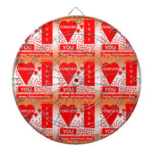 Happy Valentine's Day Text Forever Love Hearts Red Dartscheibe