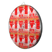 Happy Valentine's Day Text Forever Love Hearts Red Dartscheibe (Vorderseite rechts)