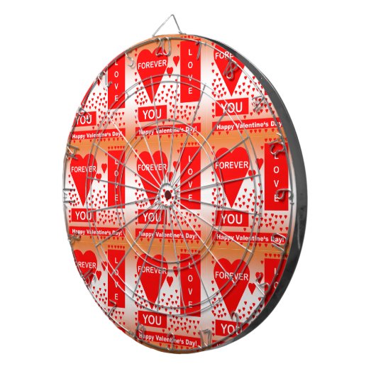 Happy Valentine's Day Text Forever Love Hearts Red Dartscheibe (Vorderseite rechts)