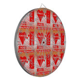 Happy Valentine's Day Text Forever Love Hearts Red Dartscheibe (Vorderseite Links)
