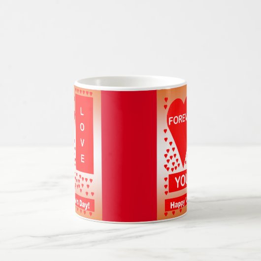 Happy Valentine's Day Text Forever Love Hearts Red Kaffeetasse (Mittel)