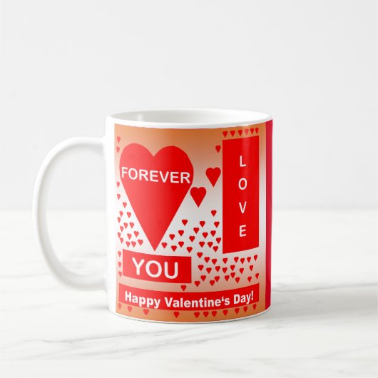 Happy Valentine's Day Text Forever Love Hearts Red Kaffeetasse (Links)