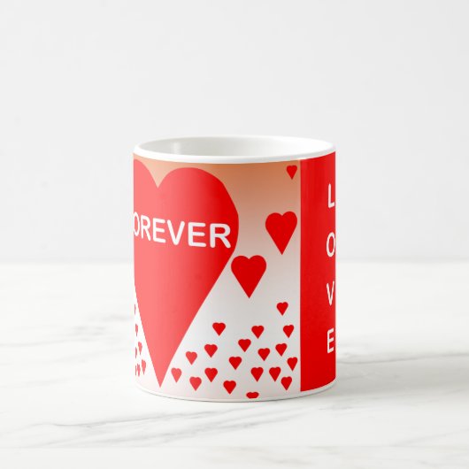 Happy Valentine's Day Text Forever Love Hearts Red Kaffeetasse (Mittel)