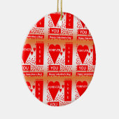 Happy Valentine's Day Text Forever Love Hearts Red Keramikornament (Rechts)