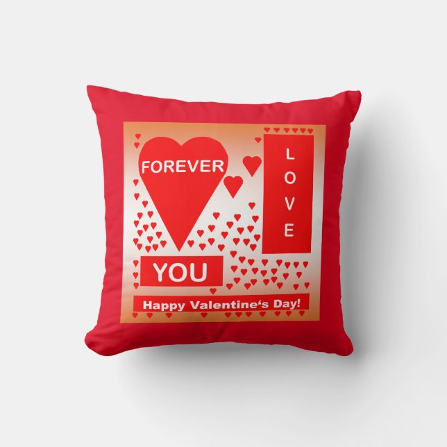 Happy Valentine's Day Text Forever Love Hearts Red Kissen (Vorderseite)