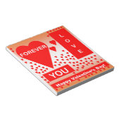 Happy Valentine's Day Text Forever Love Hearts Red Notizblock (angewinkelt)