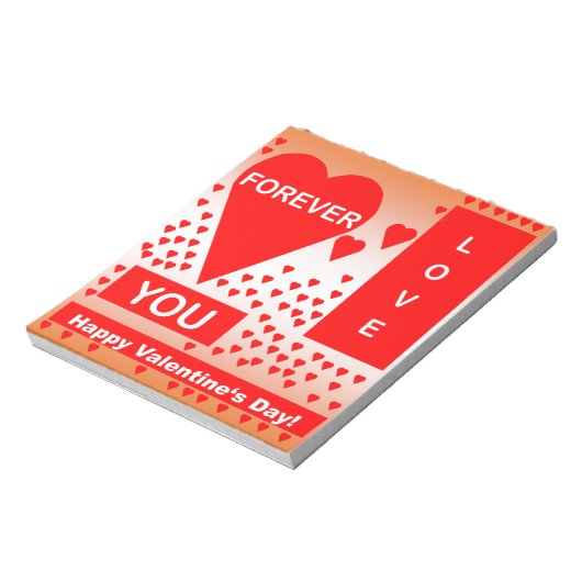 Happy Valentine's Day Text Forever Love Hearts Red Notizblock (Rotiert)