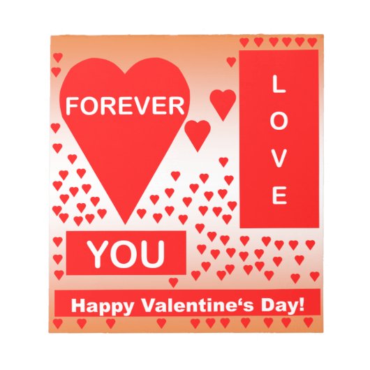 Happy Valentine's Day Text Forever Love Hearts Red Notizblock (Vorderseite)