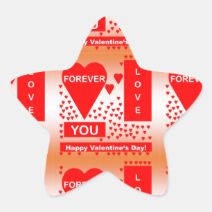 Happy Valentine's Day Text Forever Love Hearts Red Stern-Aufkleber