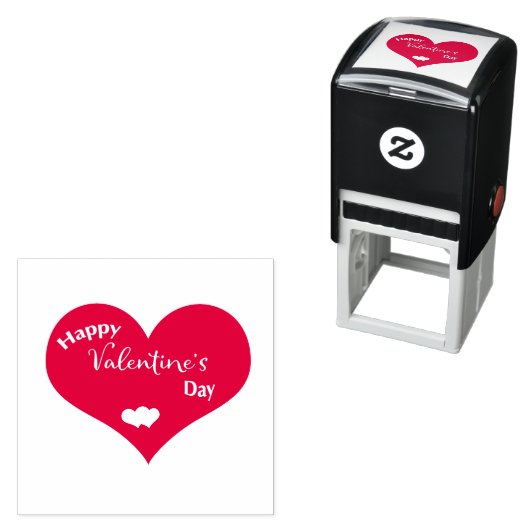 Happy Valentine's Day Text Inside Red Heart Permastempel (Beispiel)