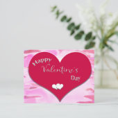 Happy Valentine's Day Text Inside Red Heart Postkarte (Stehend Vorderseite)