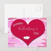 Happy Valentine's Day Text Inside Red Heart Postkarte (Vorne/Hinten)