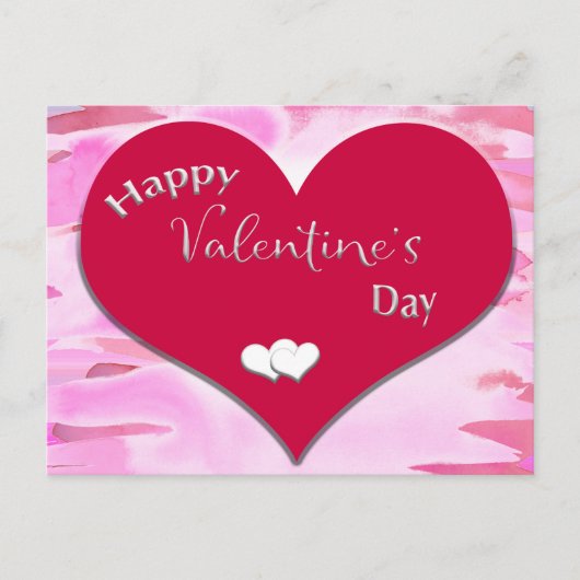 Happy Valentine's Day Text Inside Red Heart Postkarte (Vorderseite)