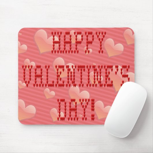 Happy Valentine's Day Tiny Heart Shaped Schriftart Mousepad (Mit Mouse)