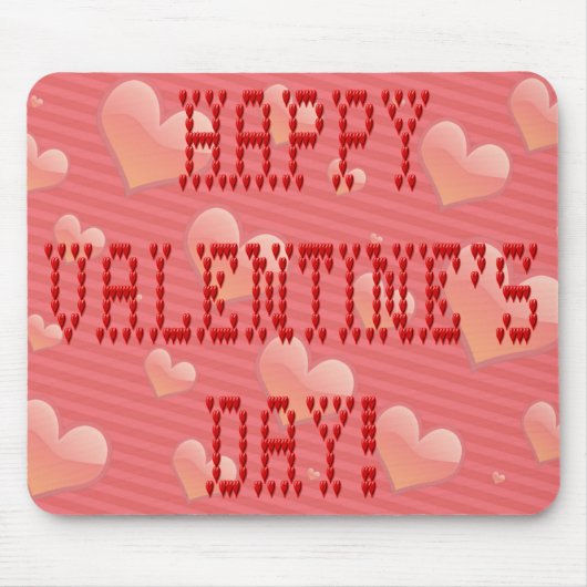 Happy Valentine's Day Tiny Heart Shaped Schriftart Mousepad (Vorne)