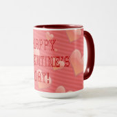 Happy Valentine's Day Tiny Heart Shaped Schriftart Tasse (VorderseiteRechts)