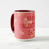Happy Valentine's Day Tiny Heart Shaped Schriftart Tasse (Vorderseite Links)